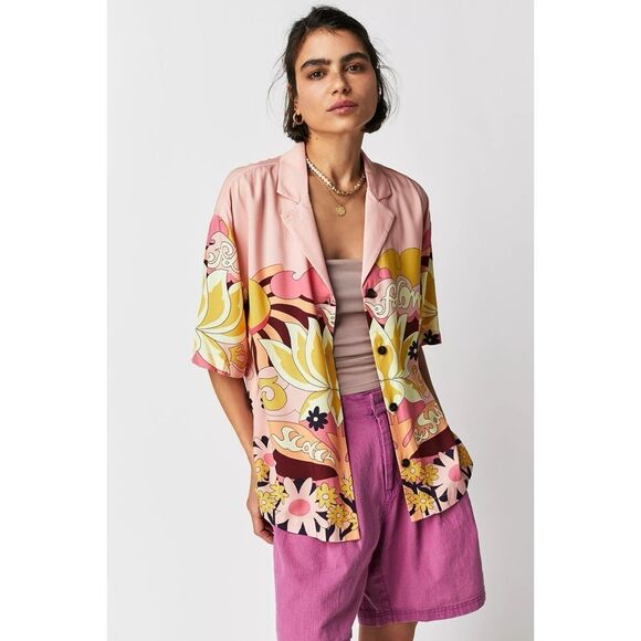 Free People x Scotch & Soda Camp Place Printed Shirt - Picture 1 of 7
